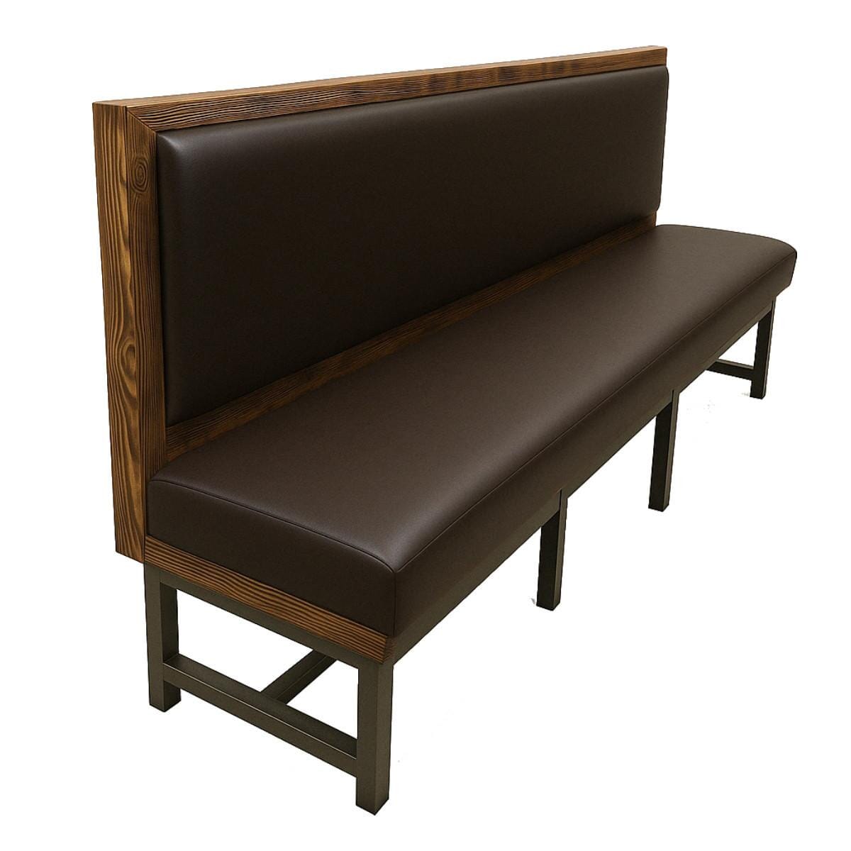 Burned Solid Wood Frame Restaurant Booth with Metal Legs &ndash; Custom Options