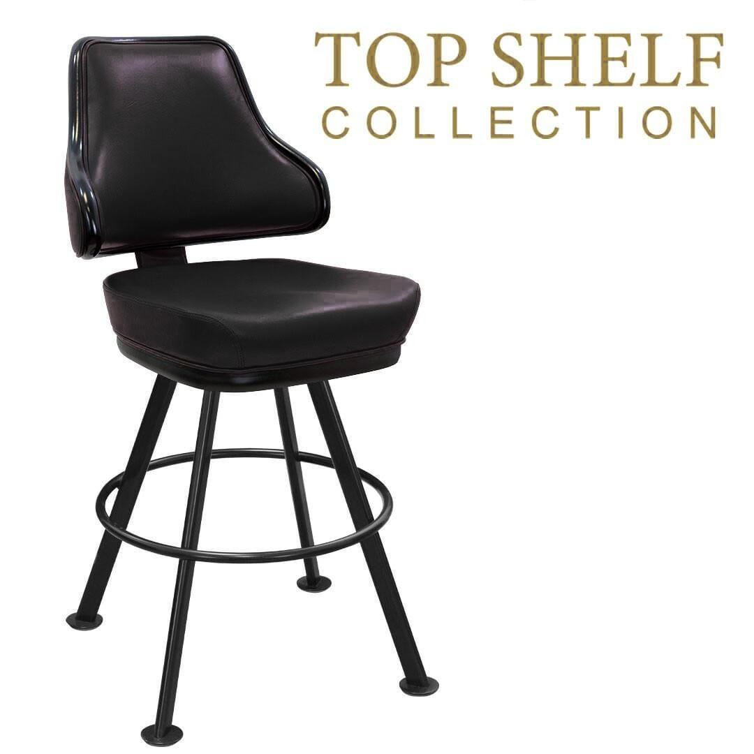 Top Shelf Collection Gladiator 1025 Classic Casino Bucket Bar Stool on Large Black Rounded Frame