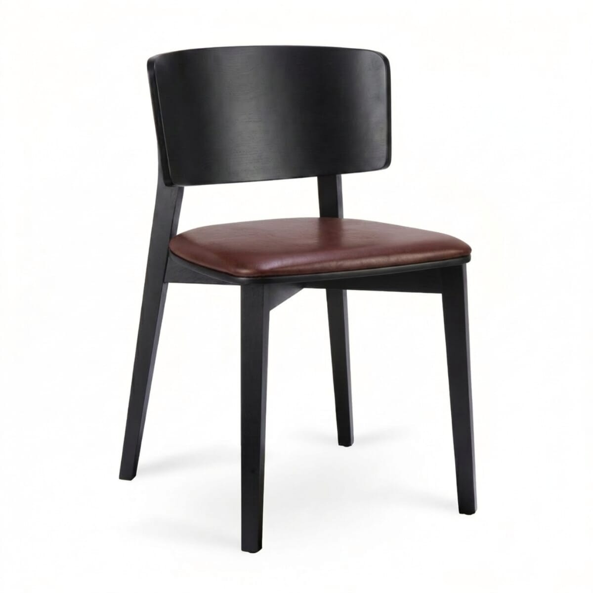 Ezra Black Solid Wood Restaurant Chair with Upholstered Seat and Wood Back