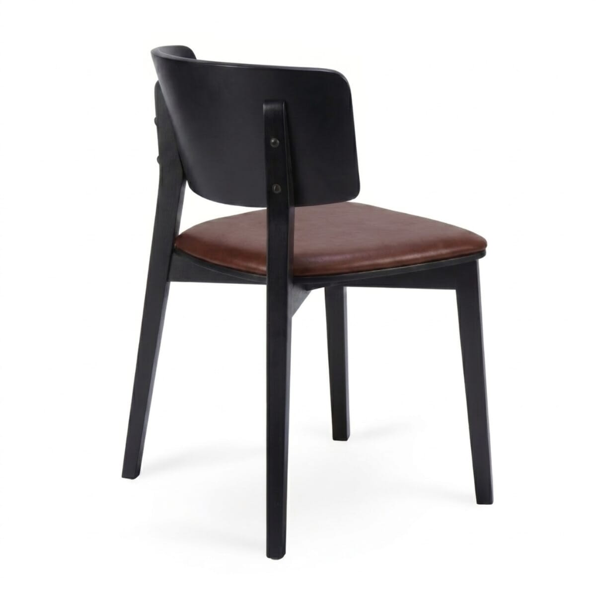 Ezra Black Solid Wood Restaurant Chair with Upholstered Seat and Wood Back