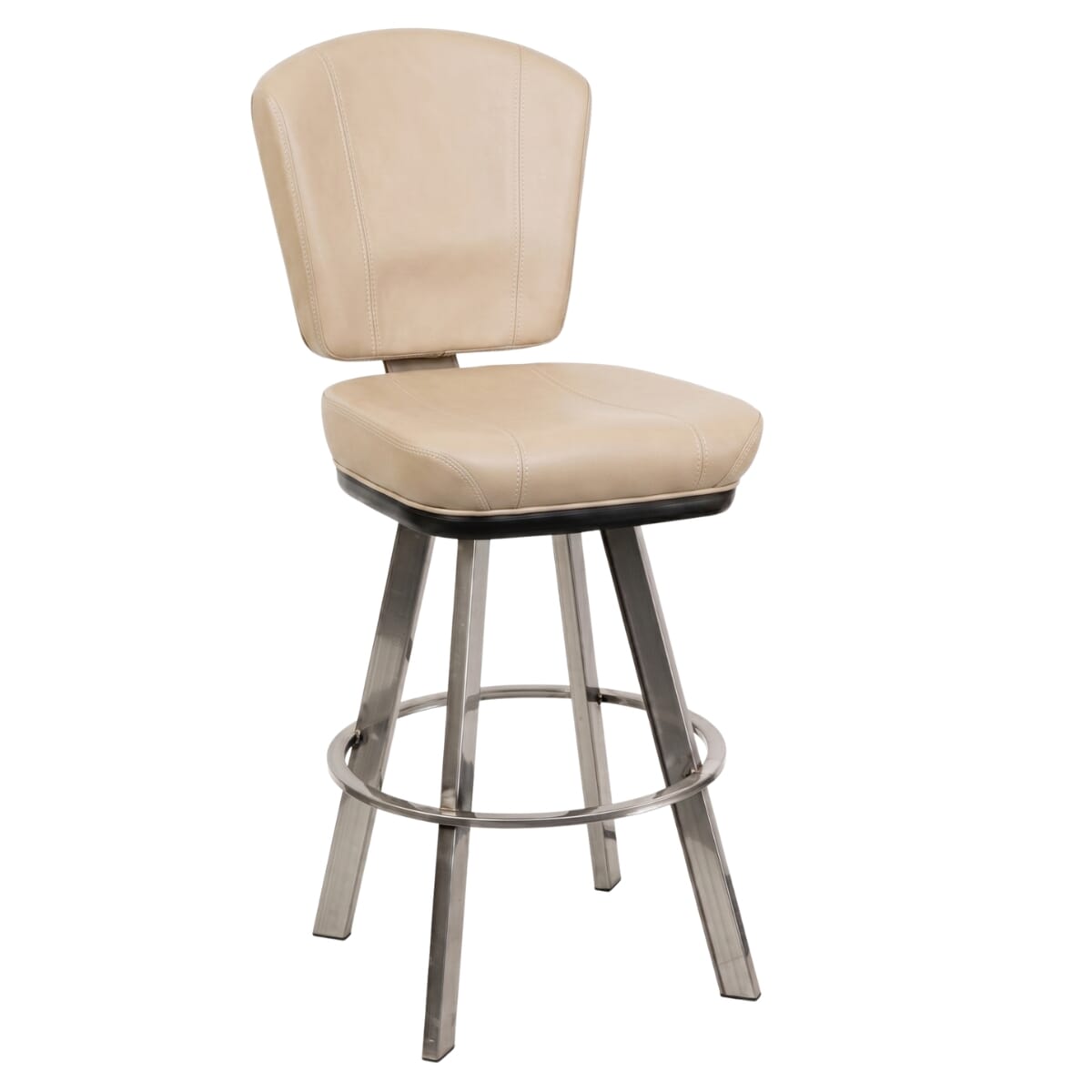 Top Shelf Collection Gladiator 825 Custom Upholstered Modern Bucket Bar Stool on Large Clear Coat Frame