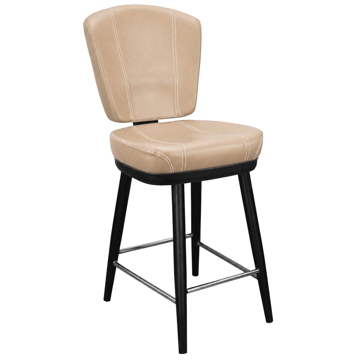 Top Shelf Collection Gladiator 825 Custom Upholstered Bucket Bar Stool with Square Frame and Chrome Footring