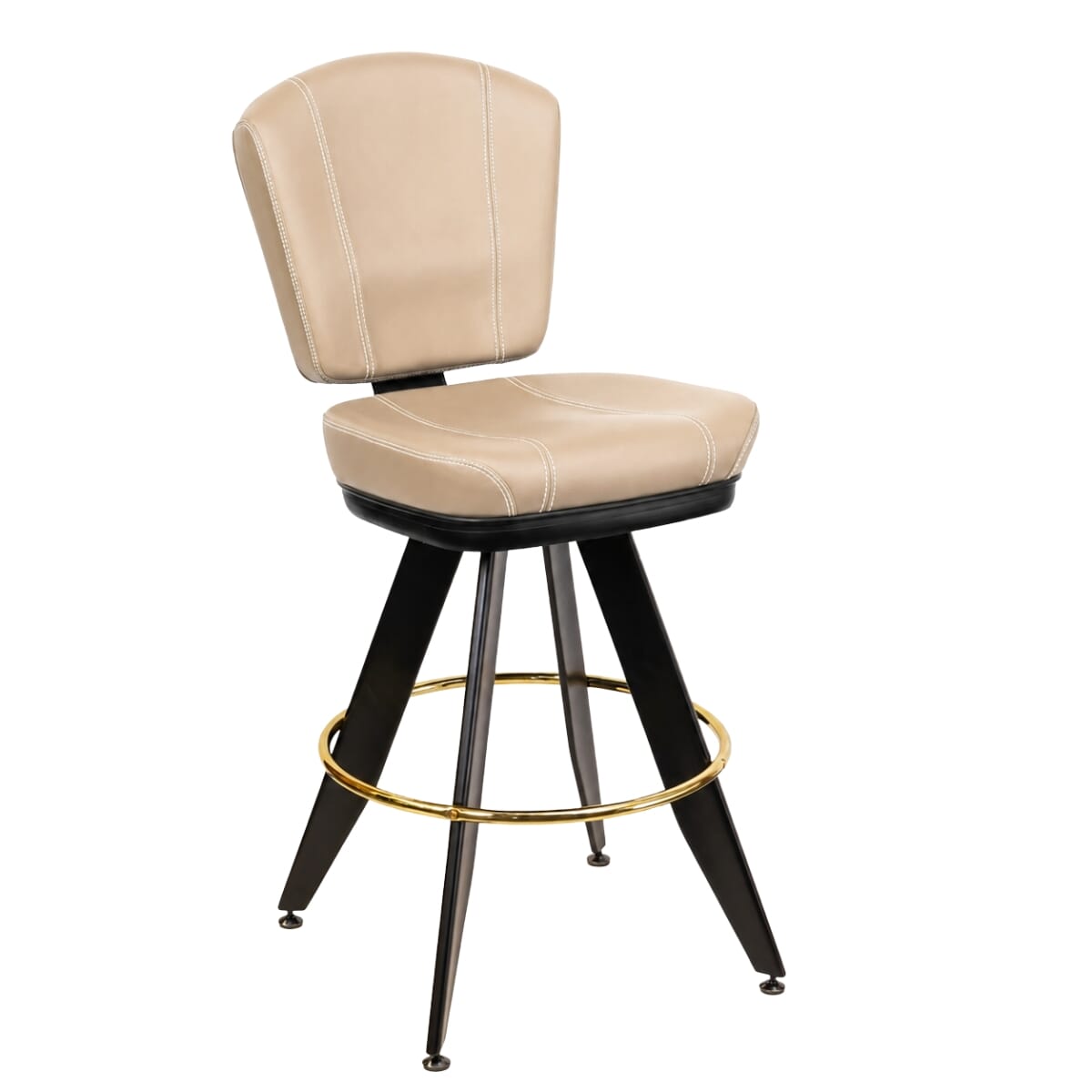 Top Shelf Collection Gladiator 825 Custom Upholstered Bucket Bar Stool with Angled Black Frame