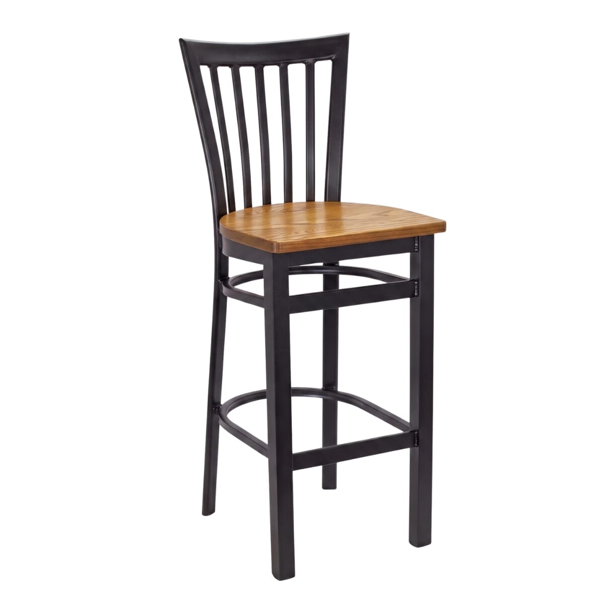 Gladiator Black Steel Vertical Back Bar Stool with Choice of Vinyl or Wood Seat