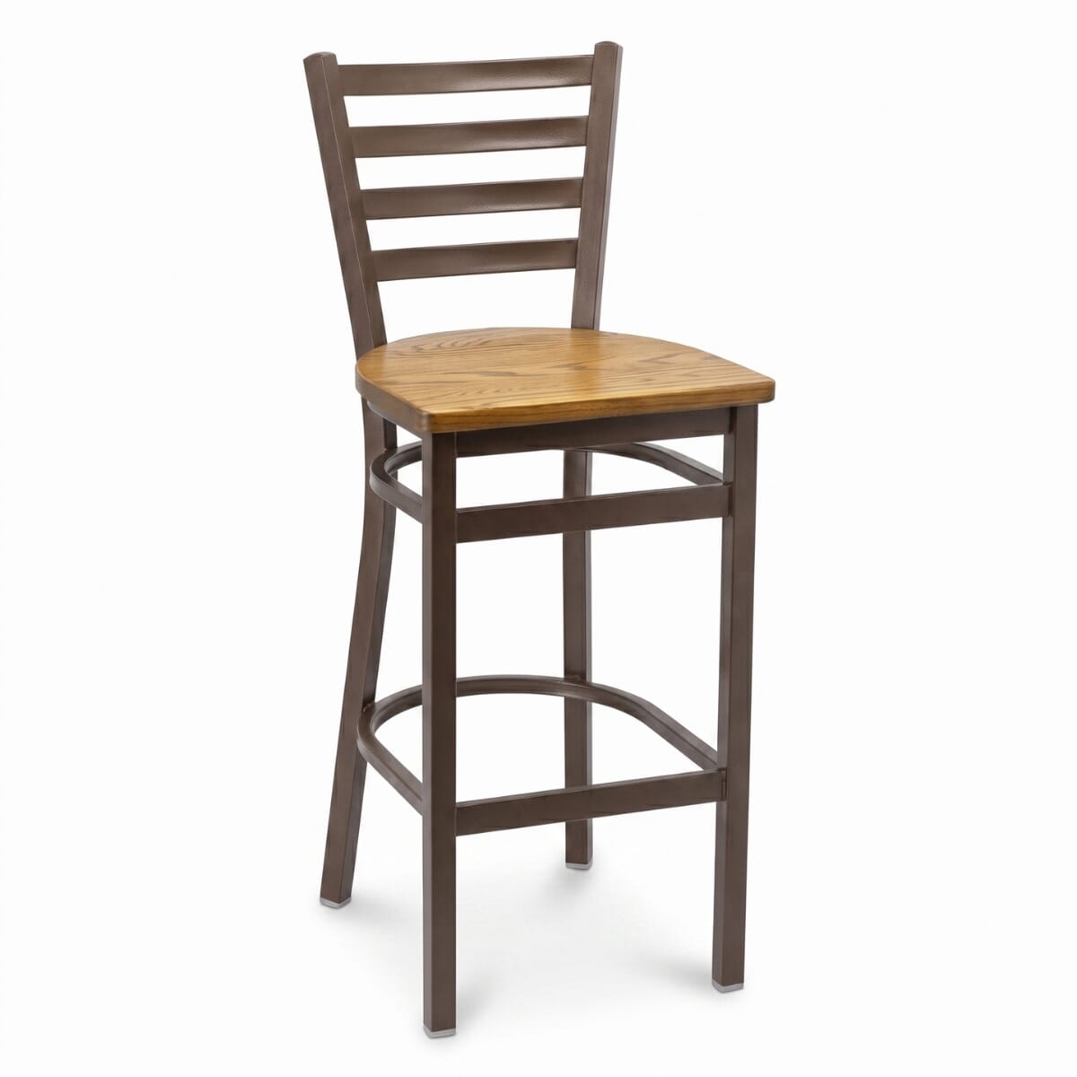 Gladiator Walnut Ladder Back Metal Bar Stool