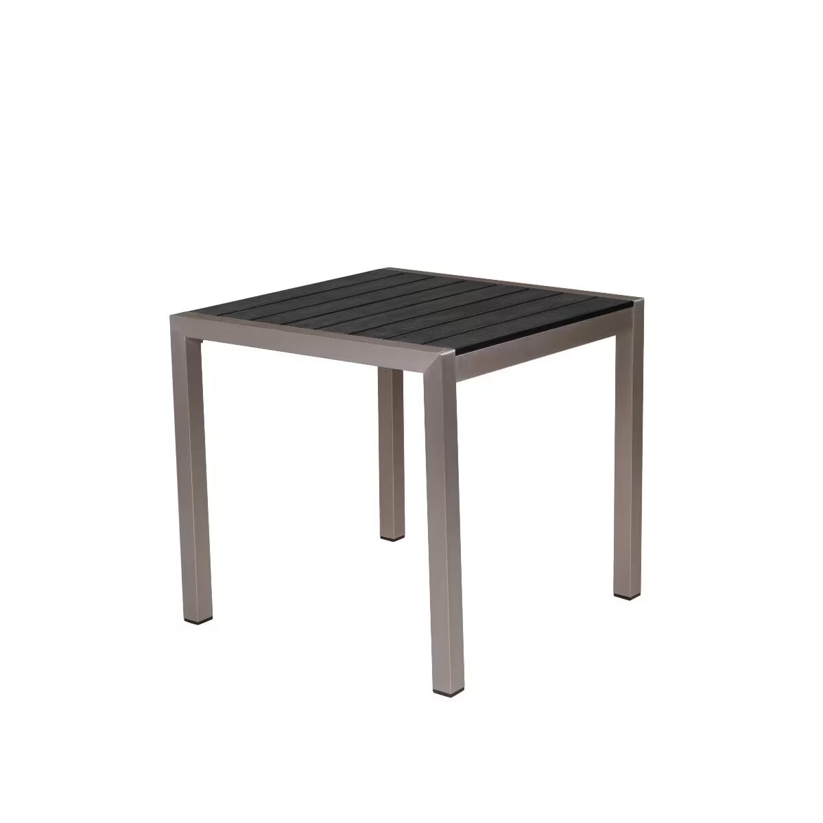 Aluminum Restaurant Table with Black Synthetic Teak Slats (Standard Height, Multiple Sizes!)