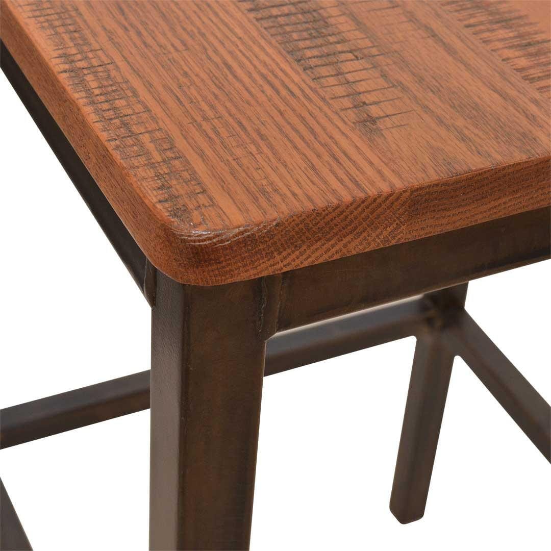 Elliot Collection Backless Weathered Iron Bar Stool with Distressed Oak Seat