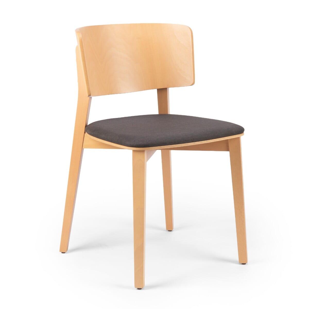 Ezra Natural Solid Wood Restaurant Chair with Upholstered Seat and Wood Back