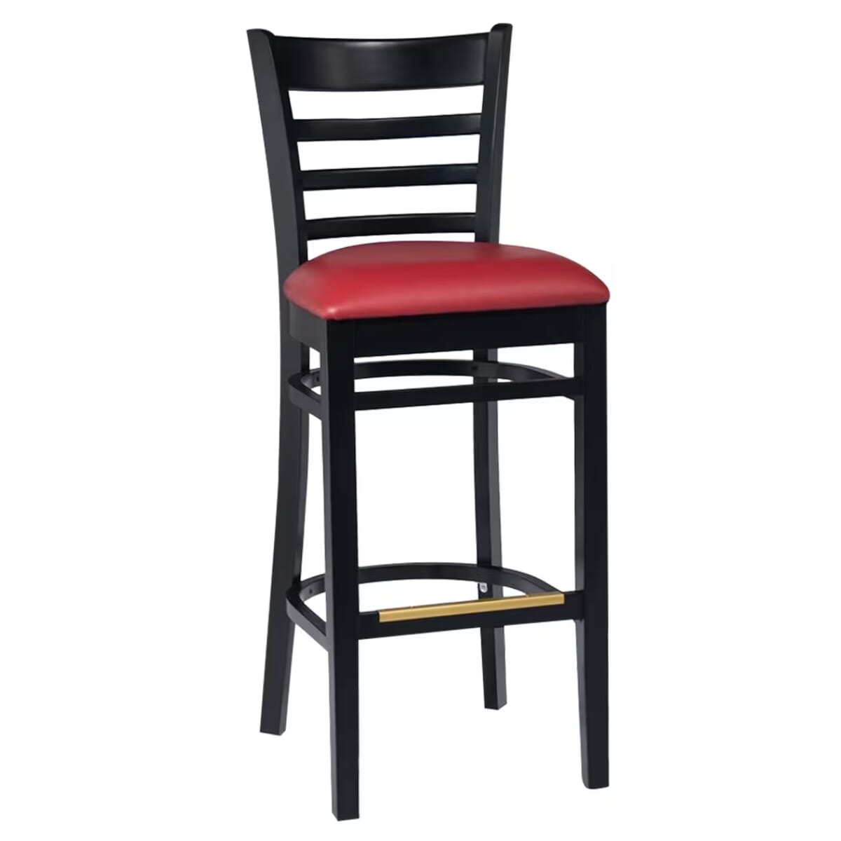 Gladiator Black Ladder Back Wood Bar Stool with Choice of 3 Stock Vinyl Seats