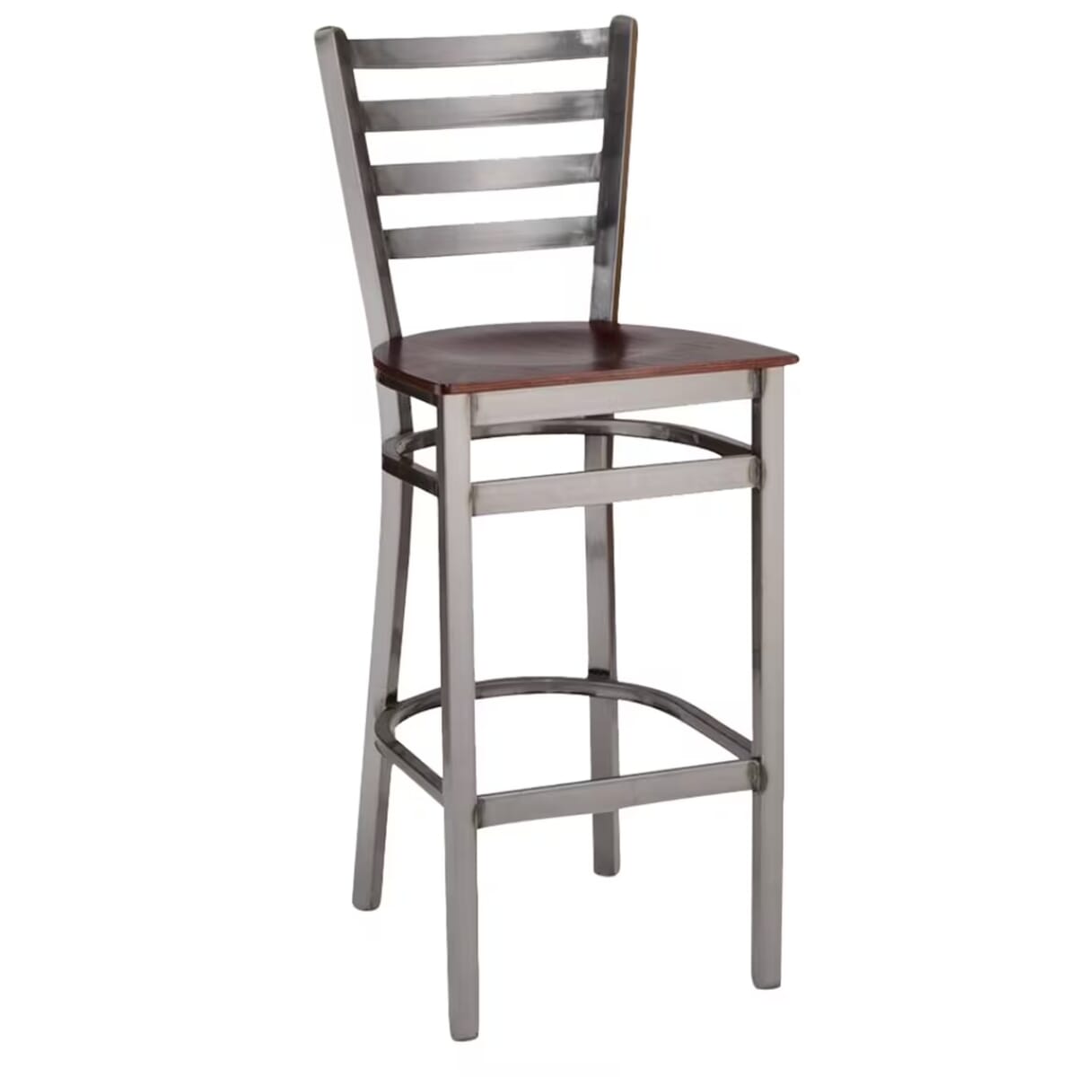 Gladiator Clear Coat Ladder Back Metal Bar Stool with Choice of 7 Types of Seats