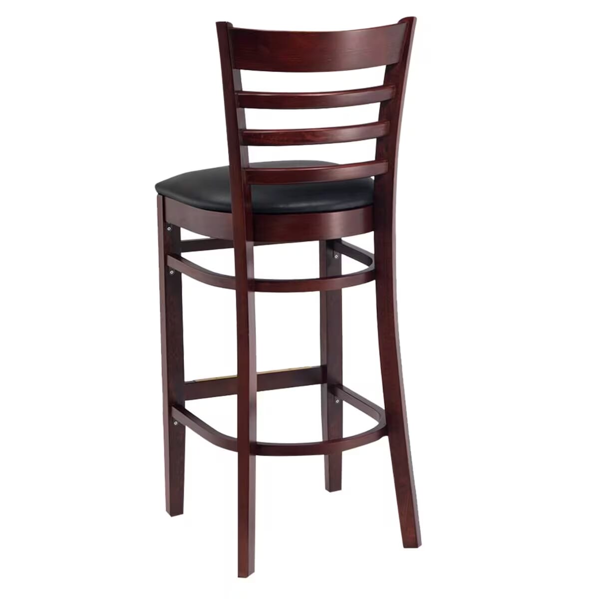 Gladiator Dark Mahogany Wood Ladderback Bar Stool with Choice of 3 Stock Vinyl Seats