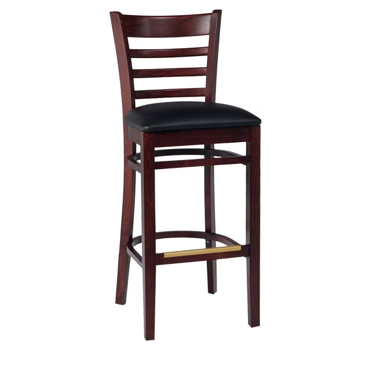 Gladiator Dark Mahogany Wood Ladderback Bar Stool with Choice of 3 Stock Vinyl Seats