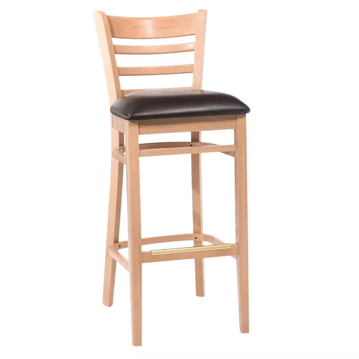 Gladiator Natural Wood Ladderback Bar Stool with Choice of 3 Stock Vinyl Seats