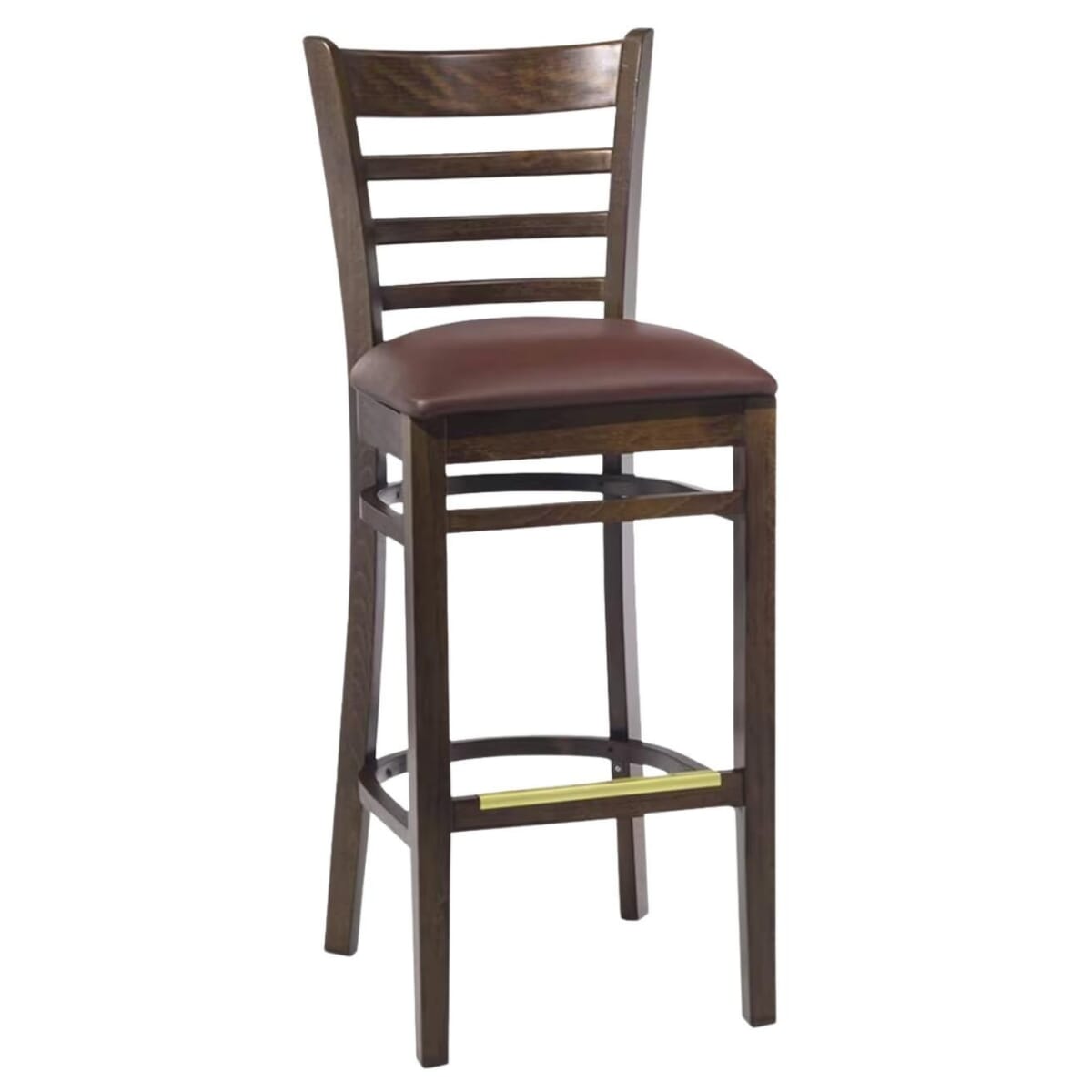 Gladiator Walnut Wood Ladderback Bar Stool with Choice of 3 Stock Vinyl Seats