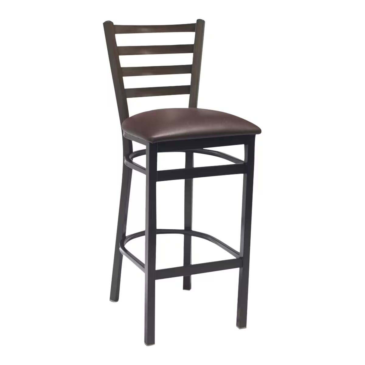 Gladiator Walnut Ladder Back Metal Bar Stool with Choice of 7 Types of Seats