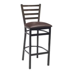 Gladiator Walnut Ladder Back Metal Bar Stool