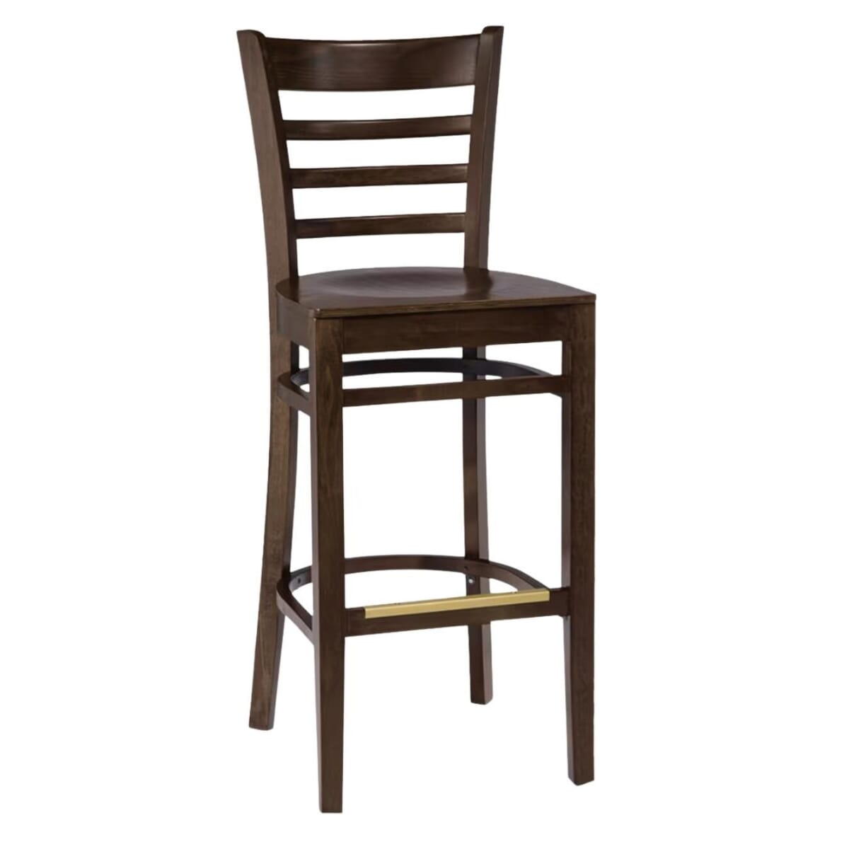 Gladiator Ladderback Walnut Wood Commercial Bar Stool