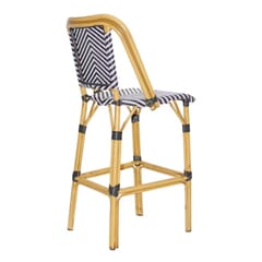 Wicker & Bamboo-Style Outdoor Restaurant Bar Stool – Black/White