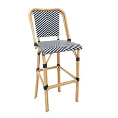 Copy of Wicker & Bamboo-Style Outdoor Restaurant Bar Stool – Black/White