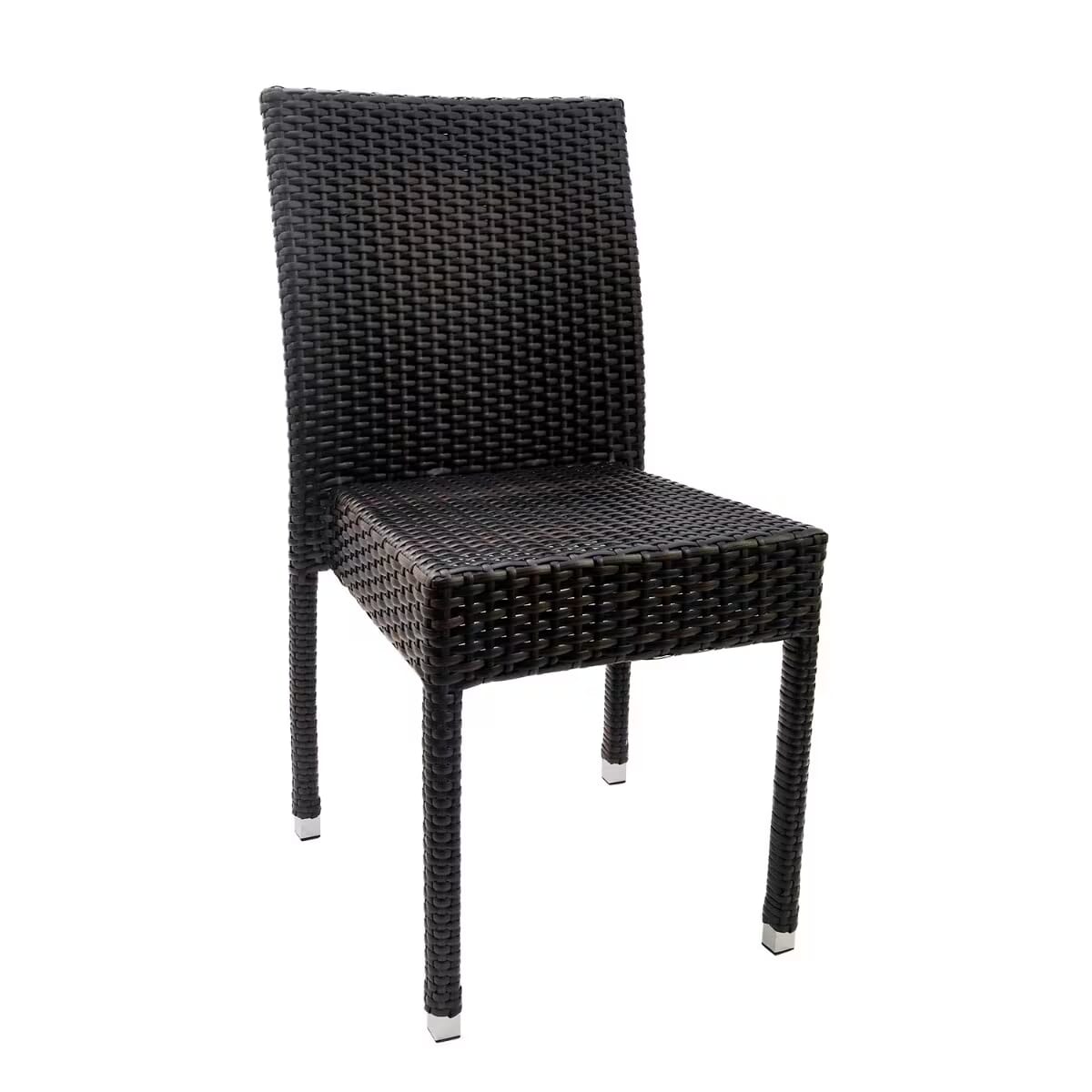Square-Back Stackable Synthetic Wicker Restaurant Chair &ndash; Indoor/Outdoor
