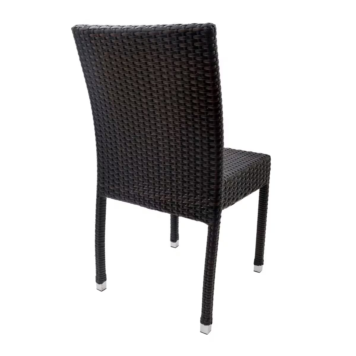 Square-Back Stackable Synthetic Wicker Restaurant Chair &ndash; Indoor/Outdoor