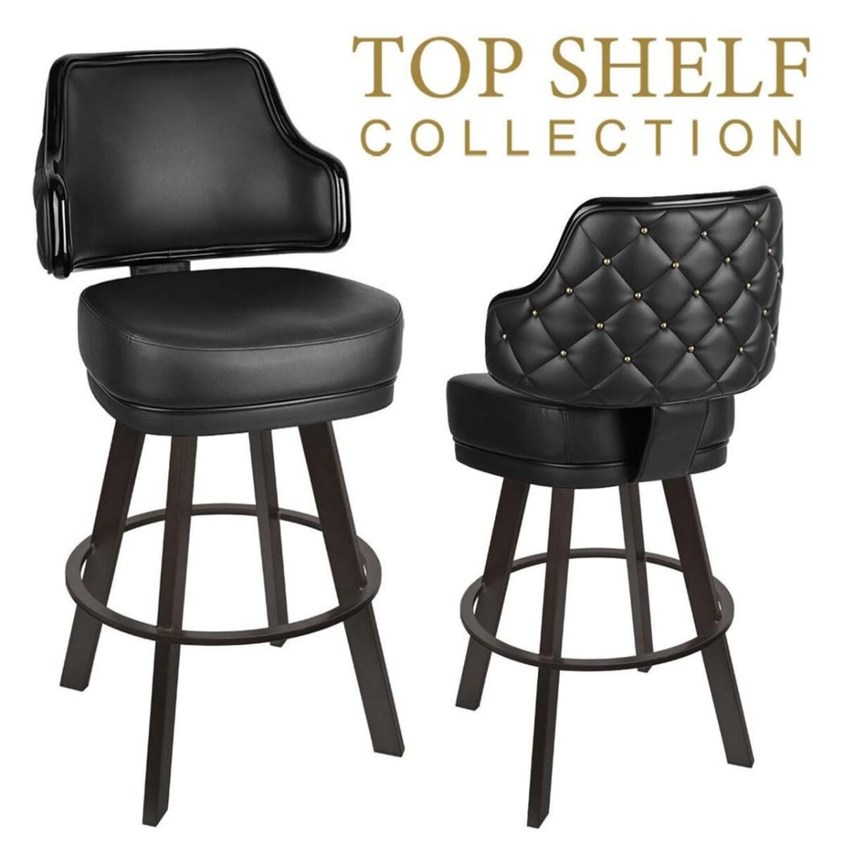 Top Shelf Gladiator 1075 Quilted Button Back Bucket Bar Stool with Choice of 2 Vinyl Colors