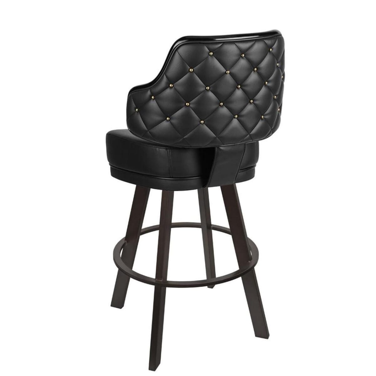 Top Shelf Gladiator 1075 Quilted Button Back Bucket Bar Stool on Large Black Frame