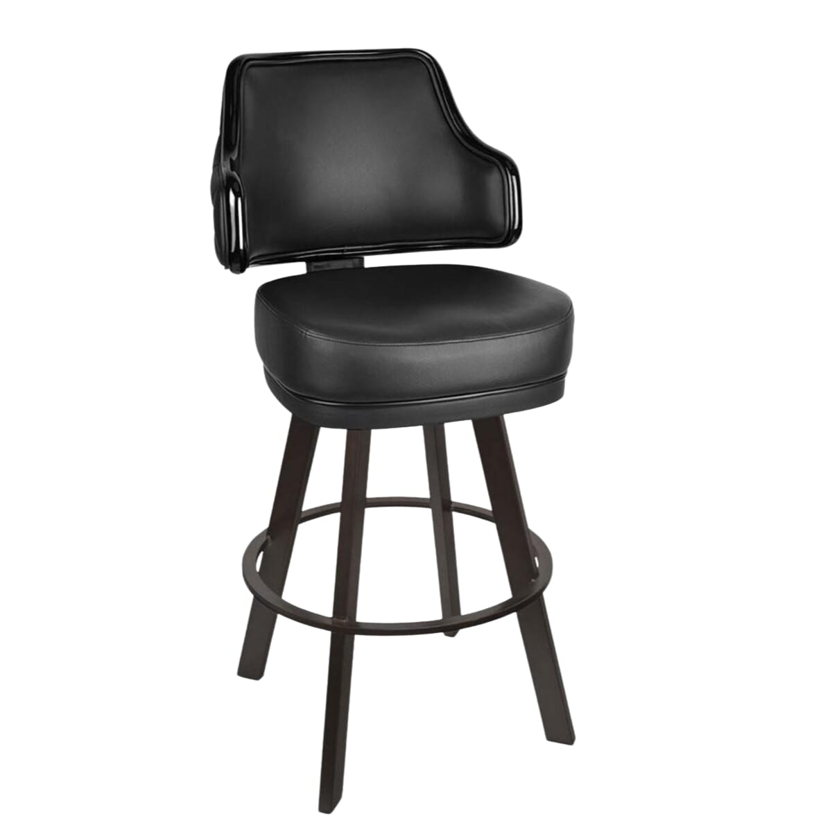 Top Shelf Gladiator 1075 Quilted Button Back Bucket Bar Stool on Large Black Frame