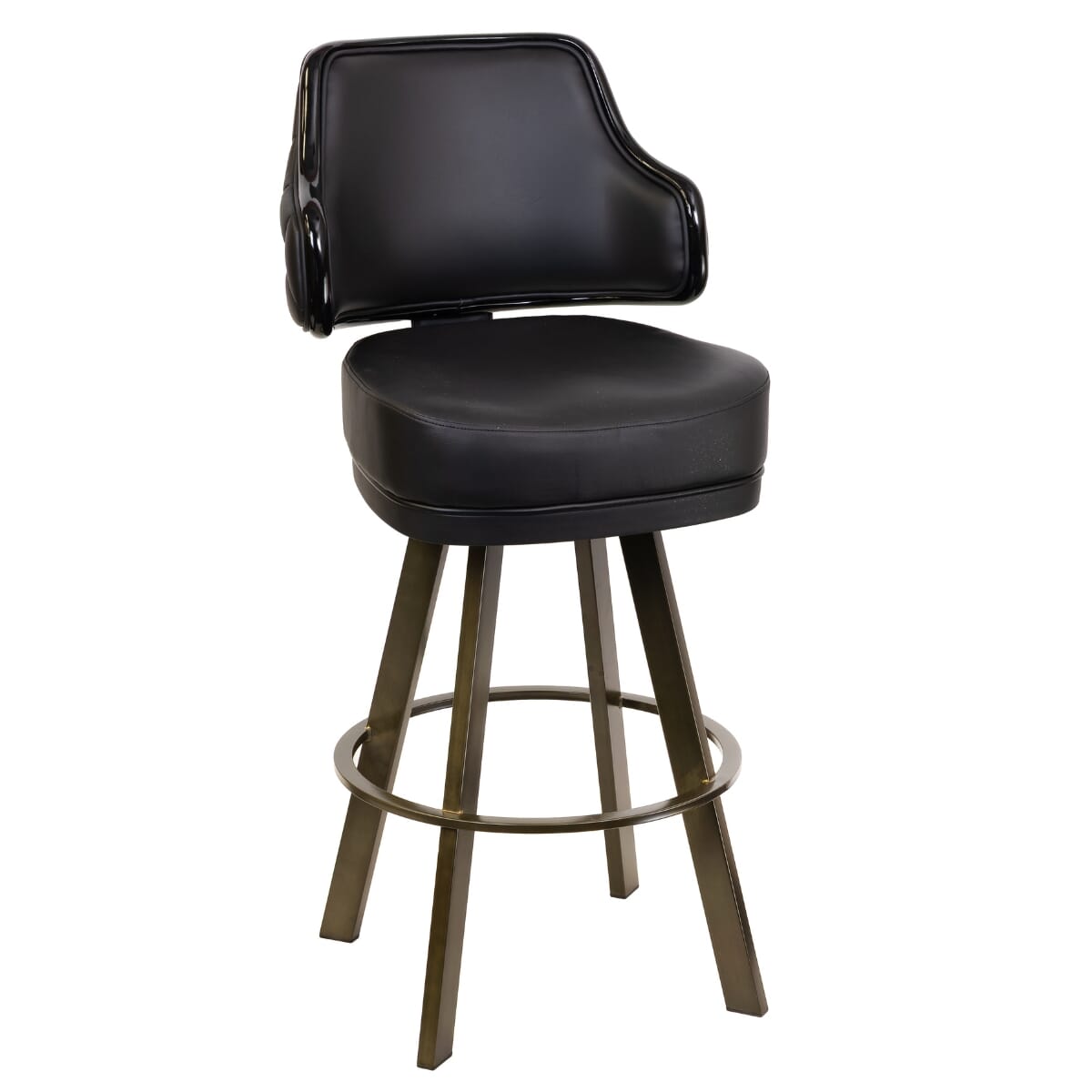 Top Shelf Gladiator 1075 Quilted Button Back Bucket Bar Stool on Rust 900 Base