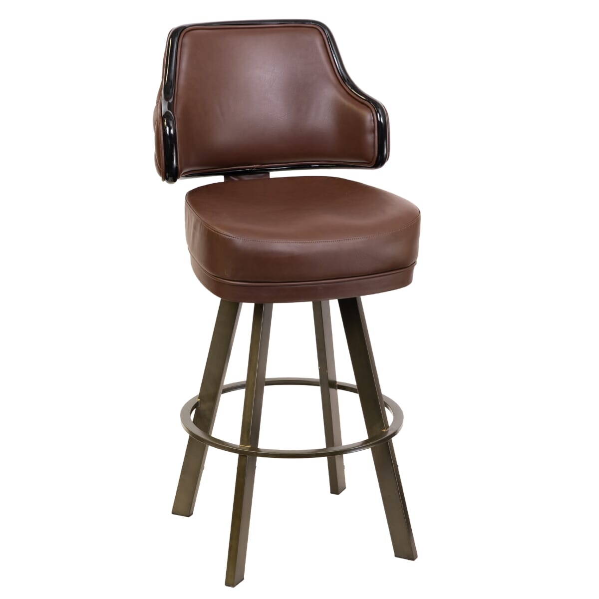 Top Shelf Gladiator 1075 Quilted Button Back Bucket Bar Stool on Rust 900 Base
