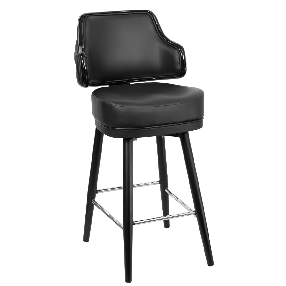 Top Shelf Gladiator 1075 Quilted Button Back Bucket Bar Stool on Square Frame with Silver Footring and Choice of 2 Vinyl Colors