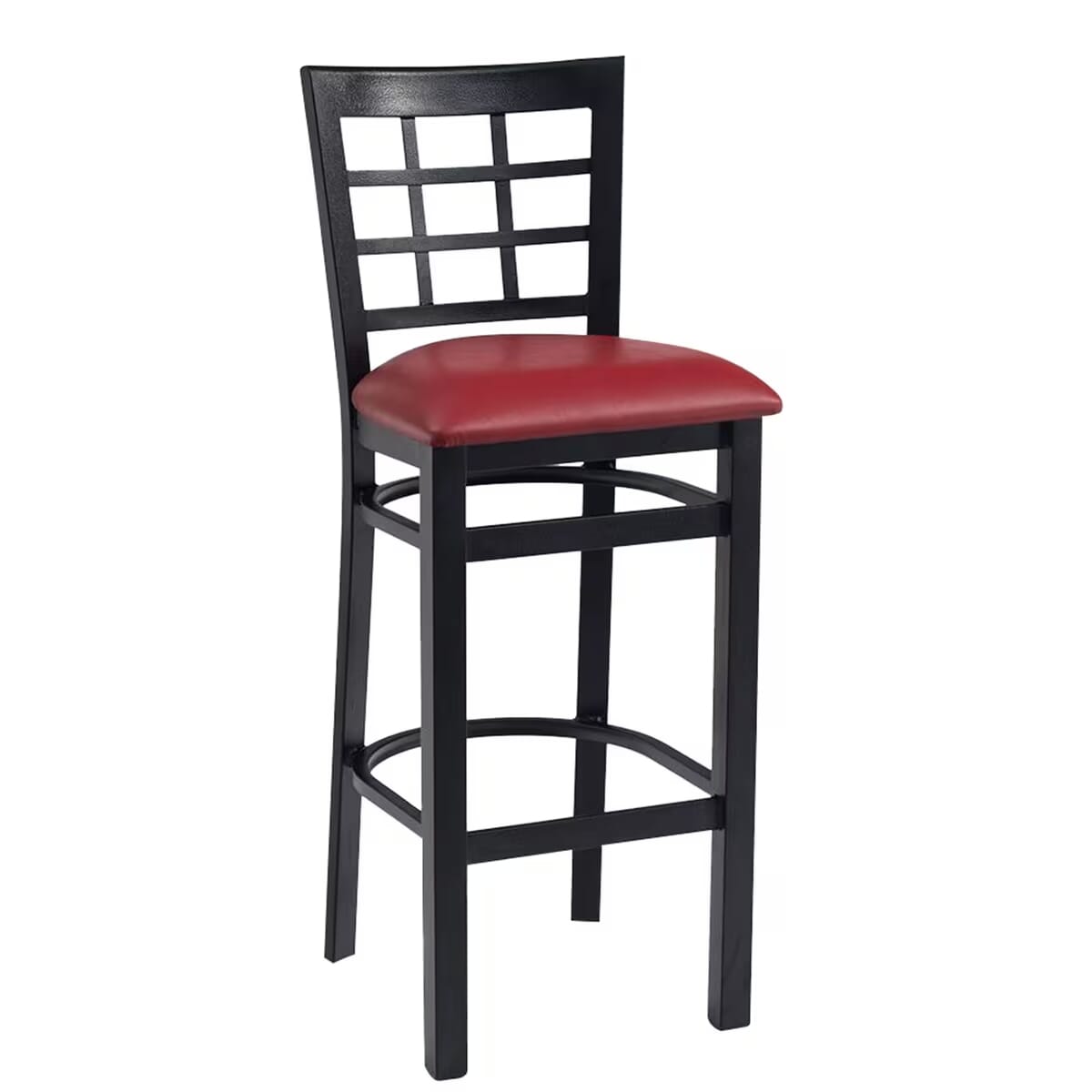 Gladiator Window Pane Metal Black Bar Stool with Choice of 7 Types of Seats