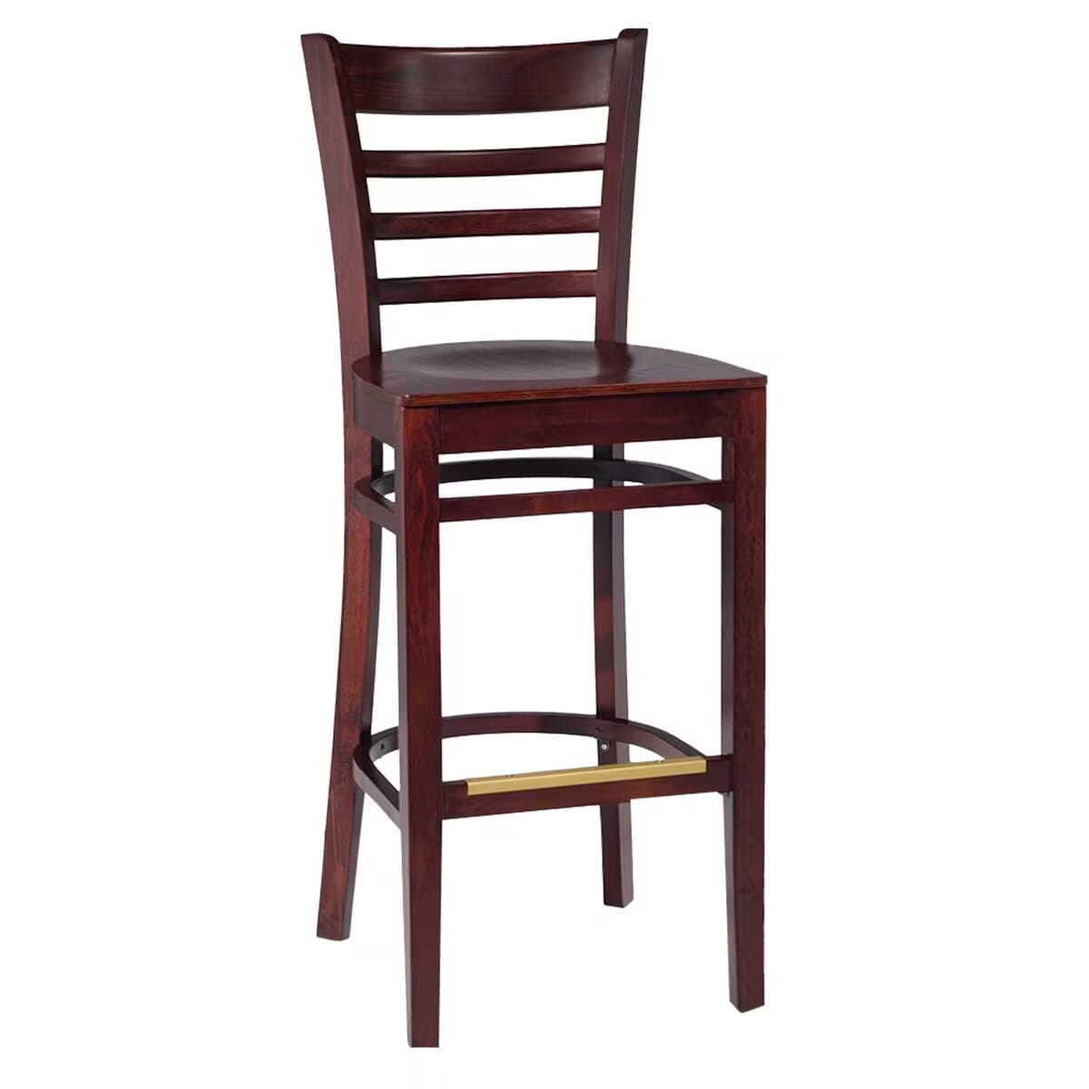 Gladiator Ladderback Dark Mahogany Wood Commercial Bar Stool