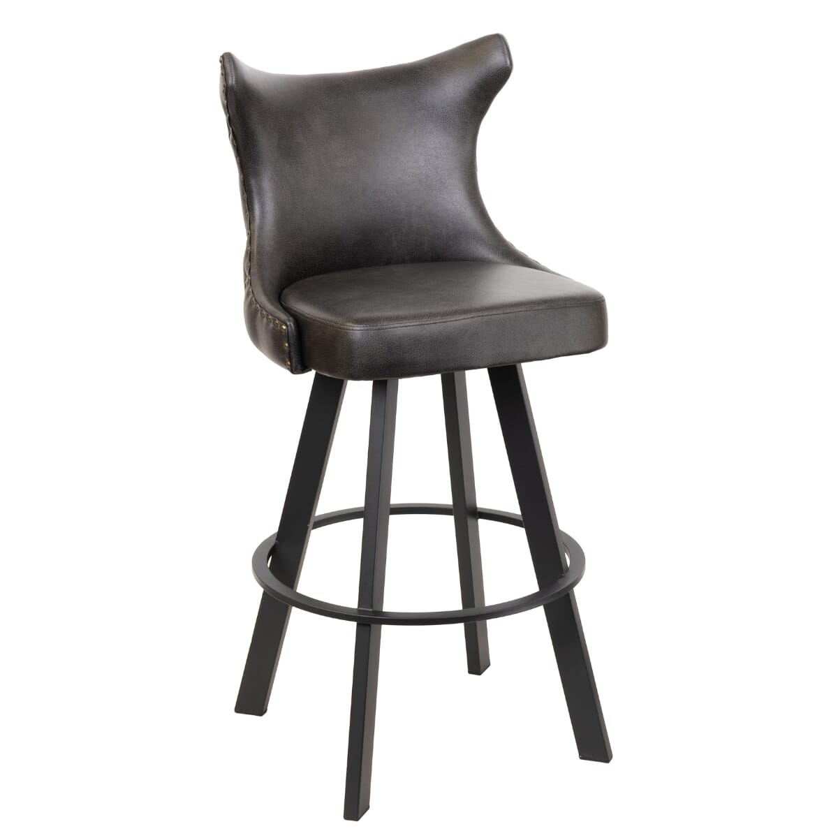 Top Shelf Collection Gladiator 2150 Tufted Back Bucket Bar Stool on Large Black Base
