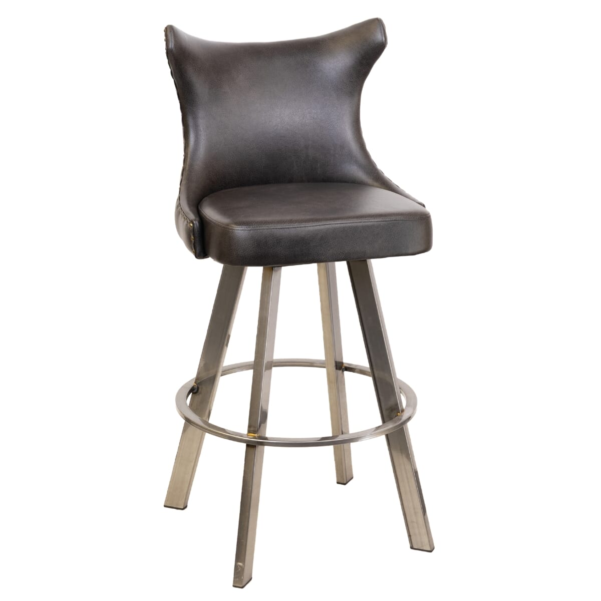 Top Shelf Collection Gladiator 2150 Tufted Back Bucket Bar Stool on Large Clear Coat Base