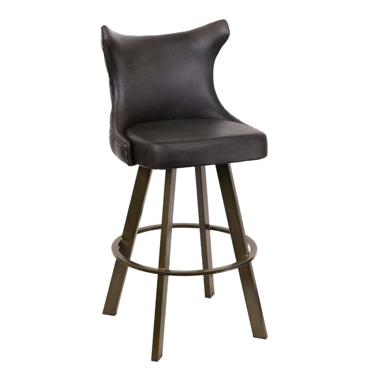 Top Shelf Collection Gladiator 2150 Tufted Back Bucket Bar Stool on Large Rust Base