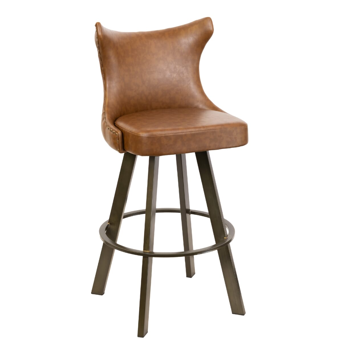 Top Shelf Collection Gladiator 2150 Tufted Back Bucket Bar Stool on Large Rust Base