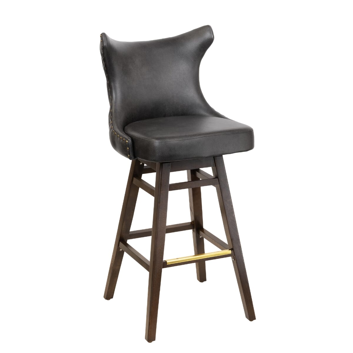 Top Shelf Collection Gladiator 2150 Tufted Back Bucket Bar Stool with Wood Swivel Frame
