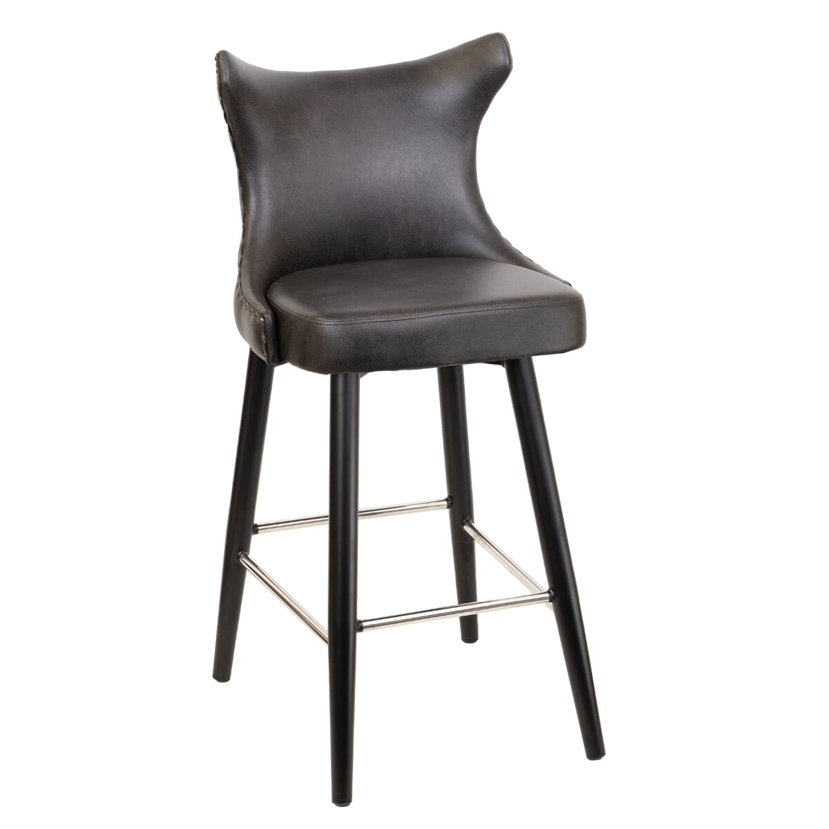 Top Shelf Collection Gladiator 2150 Tufted Back Bucket Bar Stool on Square Frame with Chrome Footring and Choice of 2 Vinyl Colors