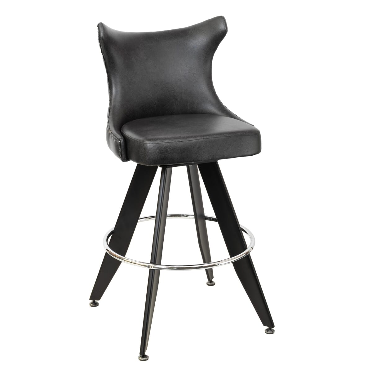 Top Shelf Collection Gladiator 2150 Tufted Back Bucket Bar Stool on Black Angled Base