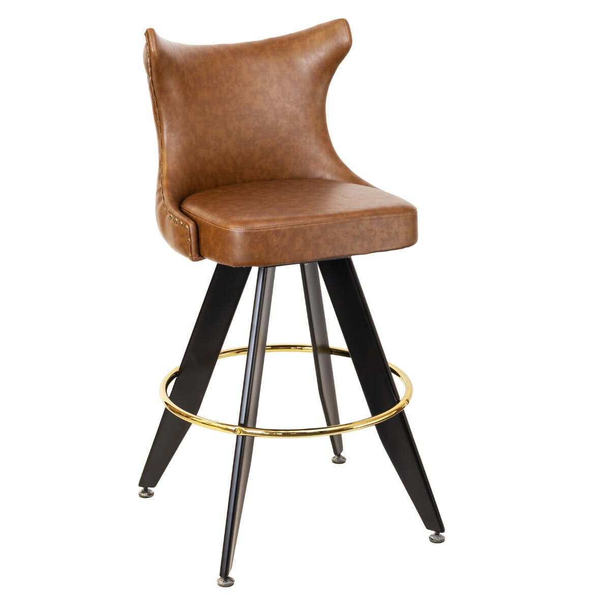 Top Shelf Collection Gladiator 2150 Tufted Back Bucket Bar Stool on Black Angled Base