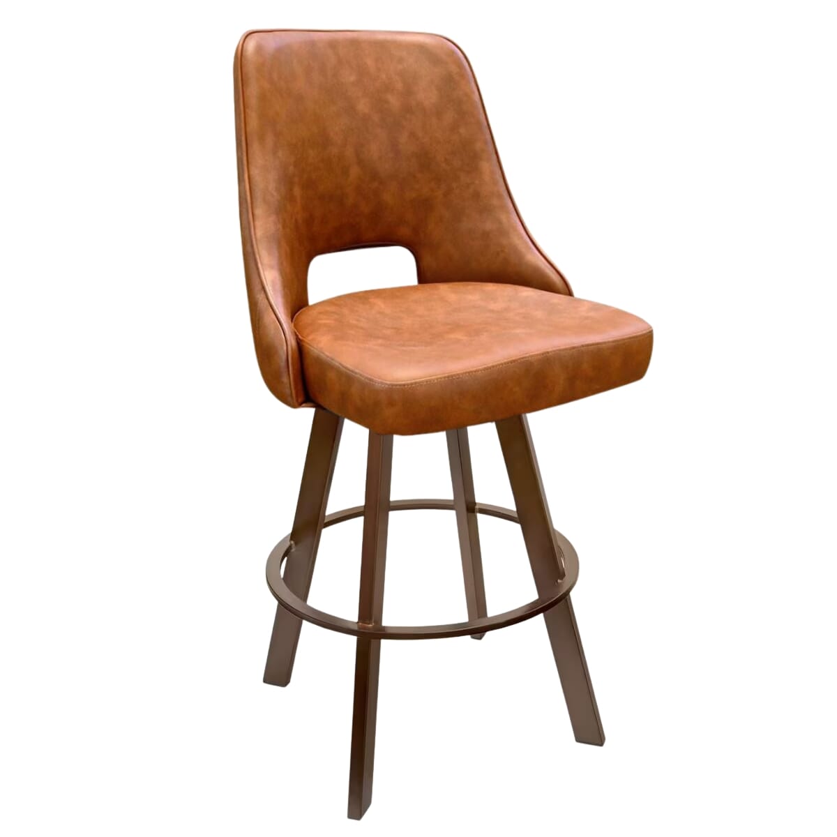 Top Shelf Collection Gladiator 2250 Channel Back Bucket Bar Stool on Large Rust Base