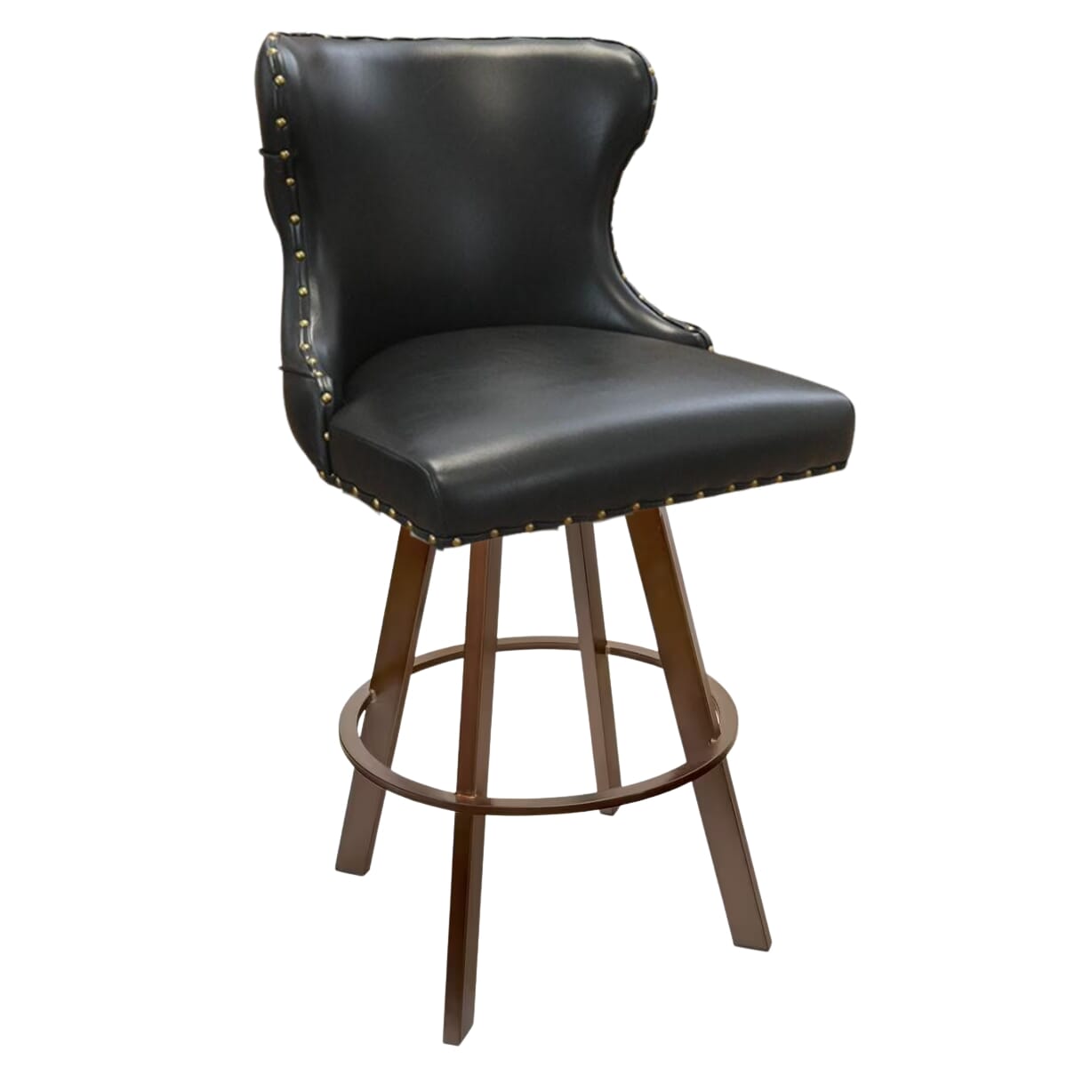 Top Shelf Collection Gladiator 3250 Tufted Back Bucket Bar Stool on Large Rust Base