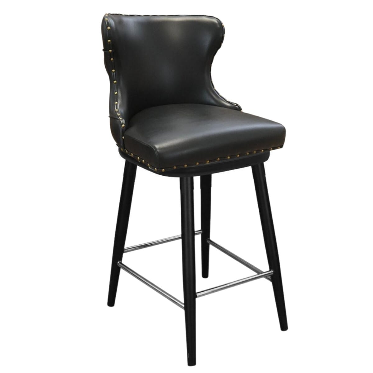Top Shelf Collection Gladiator 3250 Tufted Back Bucket Bar Stool on Square Frame with Chrome Footring
