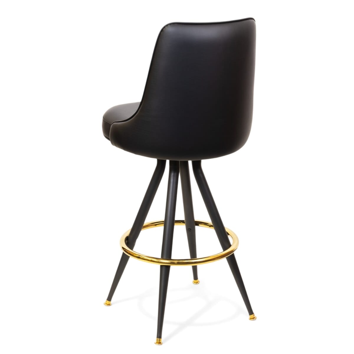 Top Shelf Collection 800 Modern Bucket Bar Stool on 910 Black Swivel Frame with Chrome/Gold Ring and Choice of Black or Claret Vinyl
