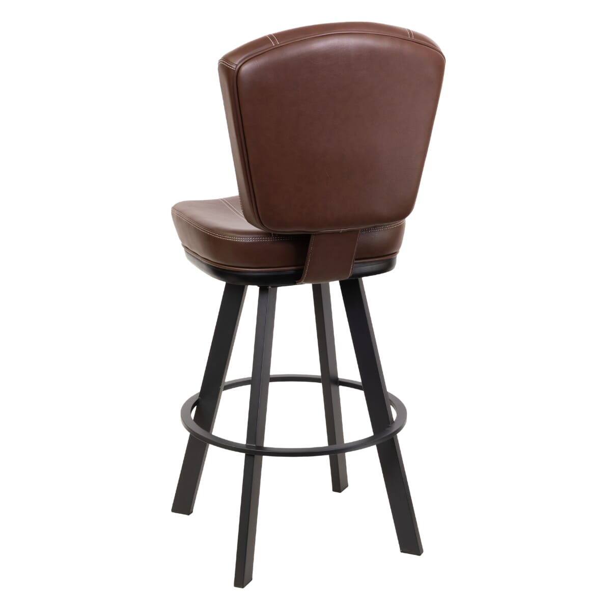 Top Shelf Collection Gladiator 825 Modern Bucket Bar Stool on Large Black Frame with White Stitching and Choice of 3 Vinyl Colors