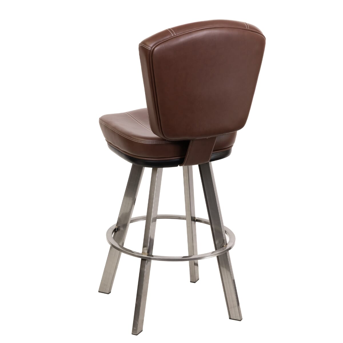 Top Shelf Collection Gladiator 825 Modern Bucket Bar Stool on Large Clear Coat Frame with White Stitching and Choice of 3 Vinyl Colors