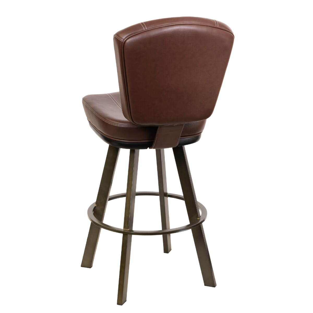 Gladiator 825 Modern Bucket Bar Stool on Large Rust Frame with White Stitching and Choice of 3 Vinyl Colors
