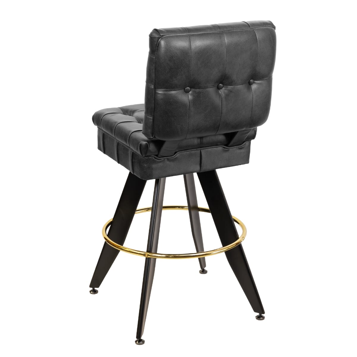 Top Shelf Collection Gladiator 925 Tufted Bucket Bar Stool on Angled Black Frame with Choice of 2 Vinyl Colors