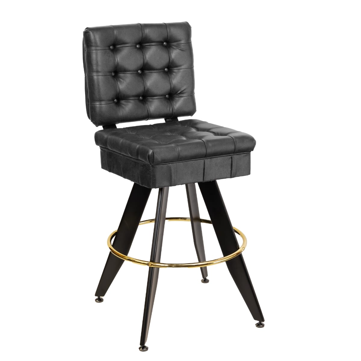 Top Shelf Collection Gladiator 925 Tufted Bucket Bar Stool on Angled Black Frame with Choice of 2 Vinyl Colors